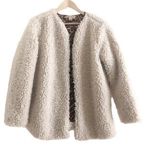 Band of Gypsies  Sherpa Teddy Coat with Leopard Lining Medium